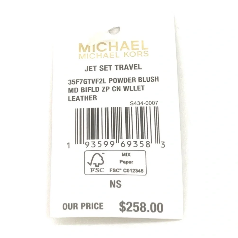 Michael Kors Medium Bifold Zip Chain Wallet Powder Blush (NWT)